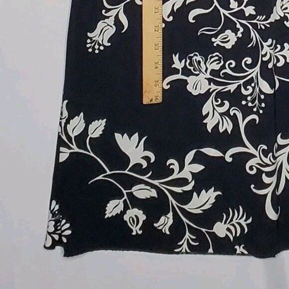 Giorgio Fiorlini Empire Midi Dress XL Black White Floral Flutter Vtg 90s Y2K - Picture 7 of 9